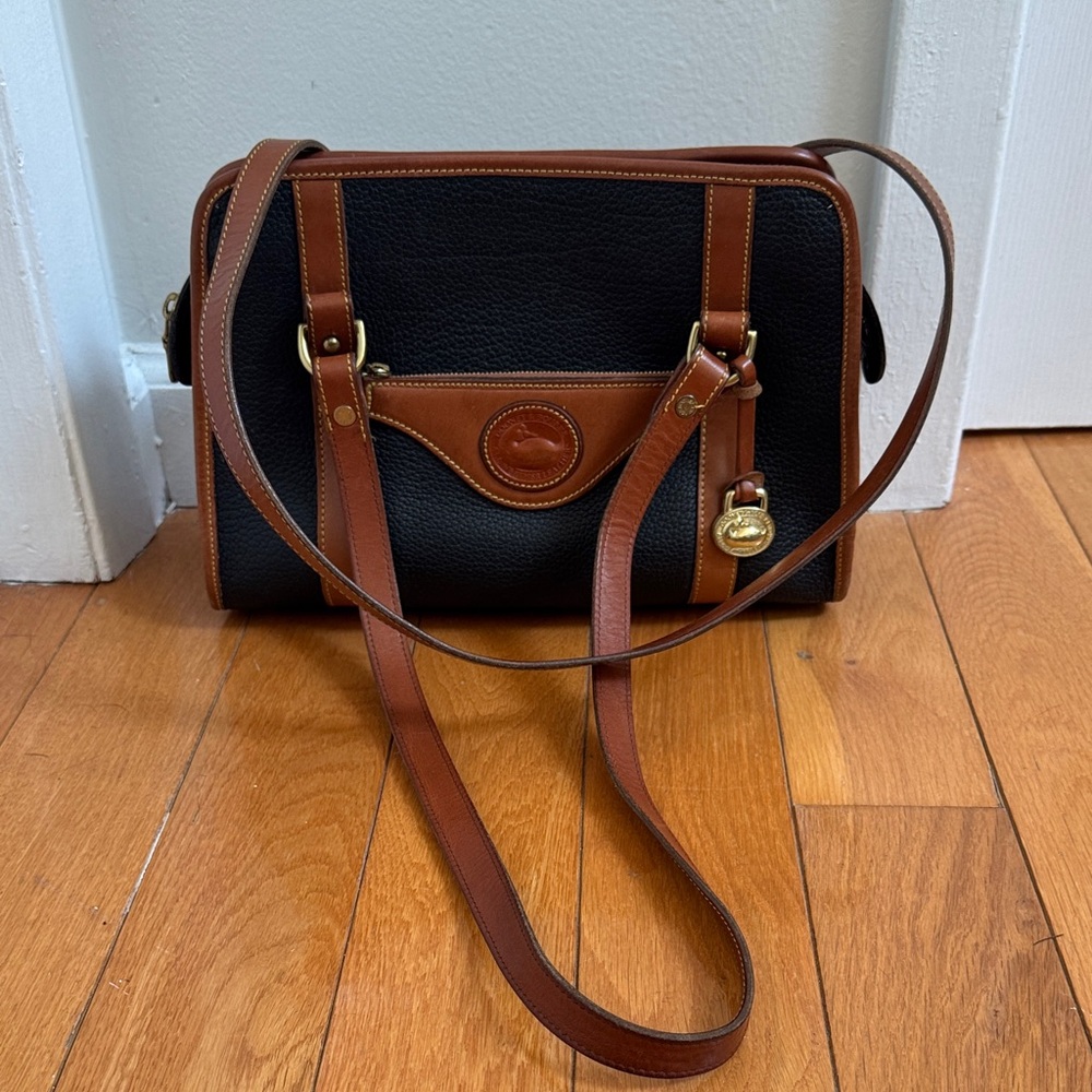 Dooney & Bourke Black and Brown Leather Shoulder Bag
